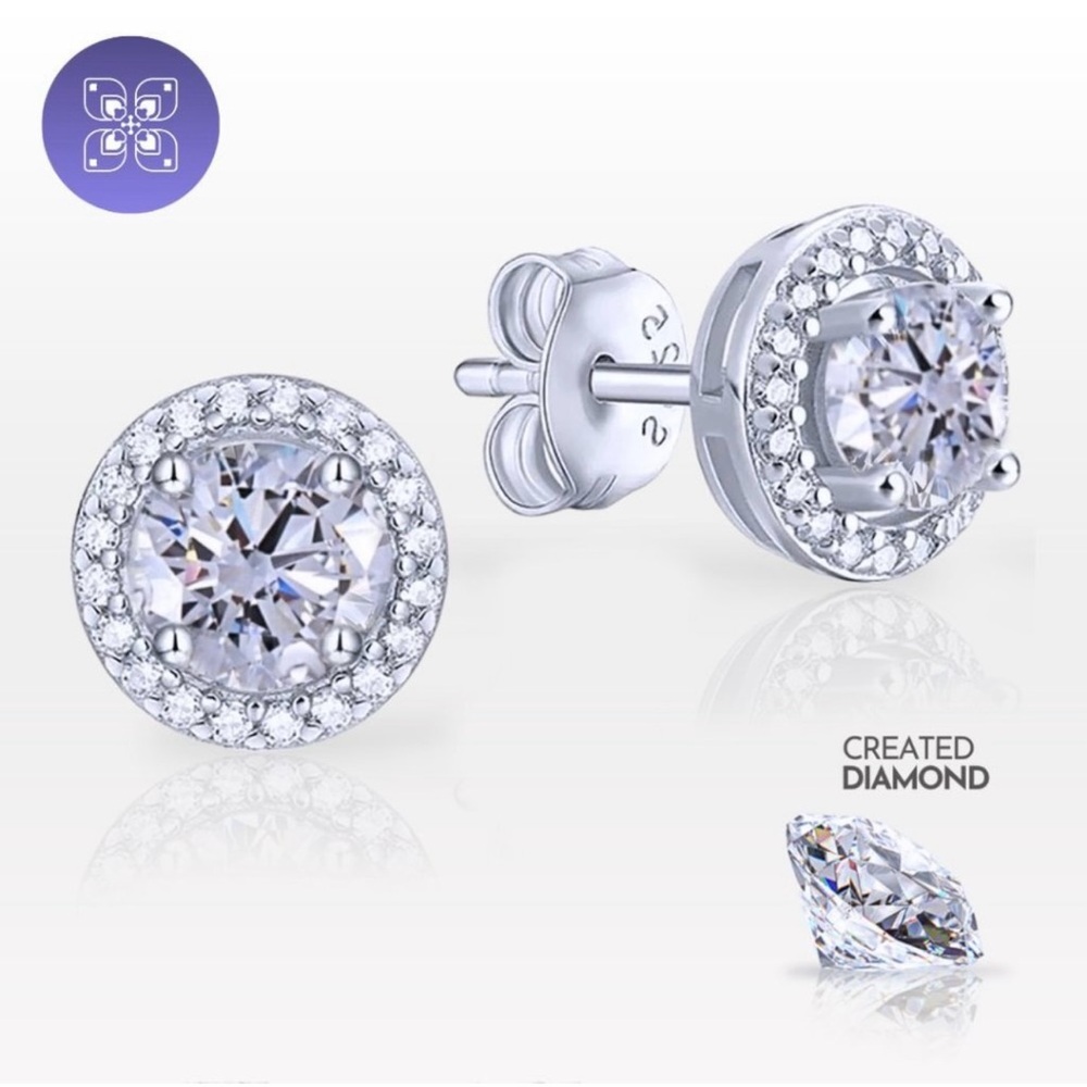 2ct 4ctw Lab Diamond Round Cut Stud Earrings Luxury Halo Stud Earrings NEW